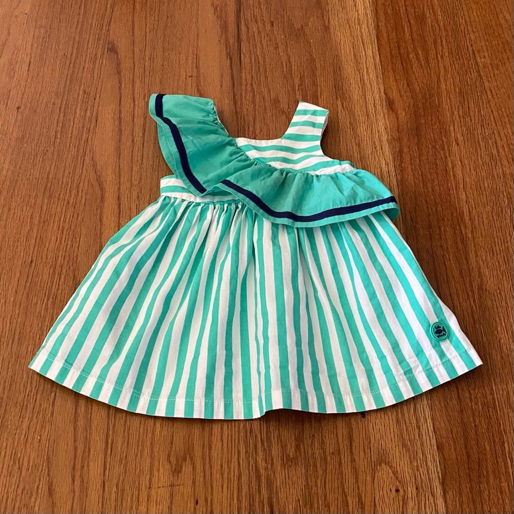 Tutto Piccolo Nautica Striped Ruffle Dress